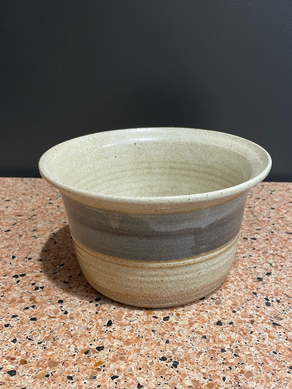 Handmade Serving Bowl Neutral Two-Tone Ceramic in Beige and Blue Gray